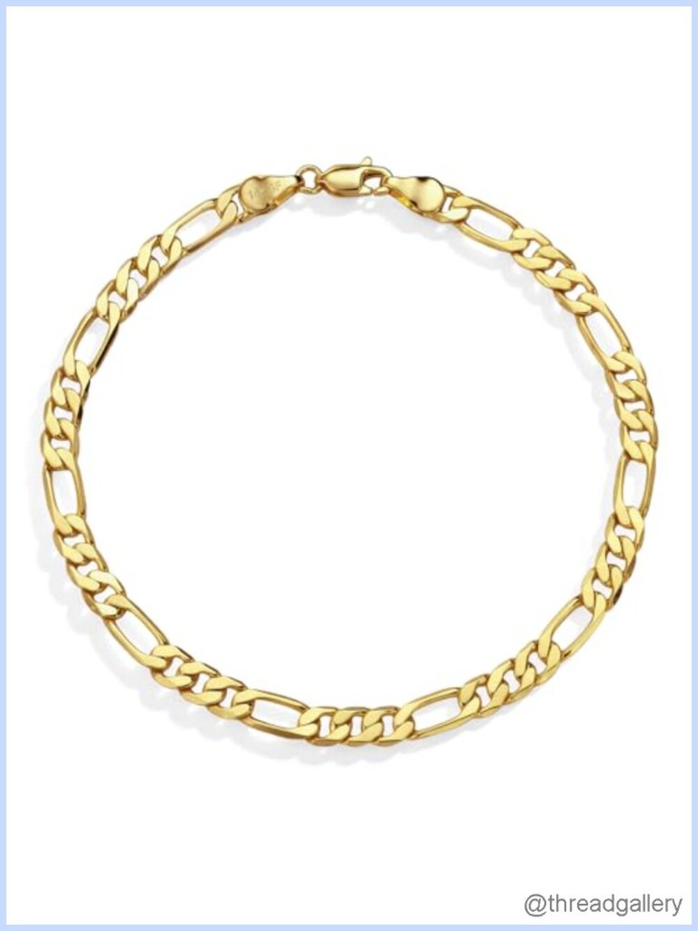 14K Gold-Filled Figaro Chain Bracelet 5mm Diamond-Cut Lobster Clasp Unisex